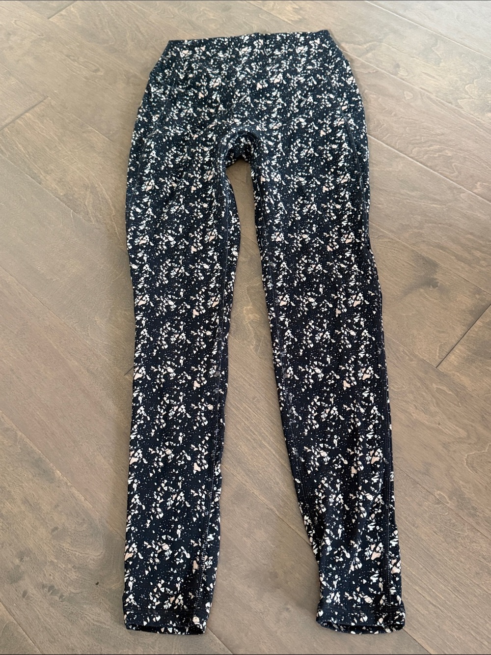 BuffBunny Black Leggings with Tan & White Speckle Print